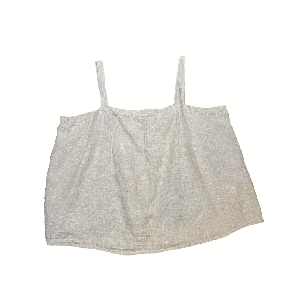 J.Crew Womens Coastal Linen Pintuck Sleeveless Cami Top Beige 3X Summer Boho - Picture 2 of 10